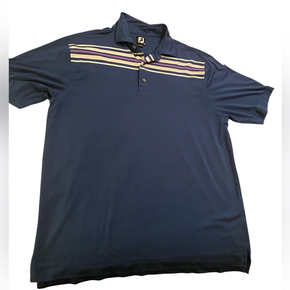 FootJoy Men's Navy Polo with Stripes